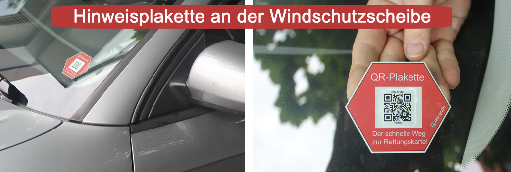 Hinweisplakette am Auto